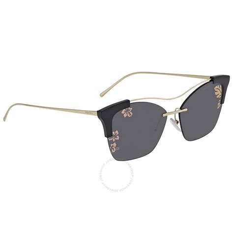 Prada Dark Grey Ibiscus Rose Square Ladies Sunglasses PR 